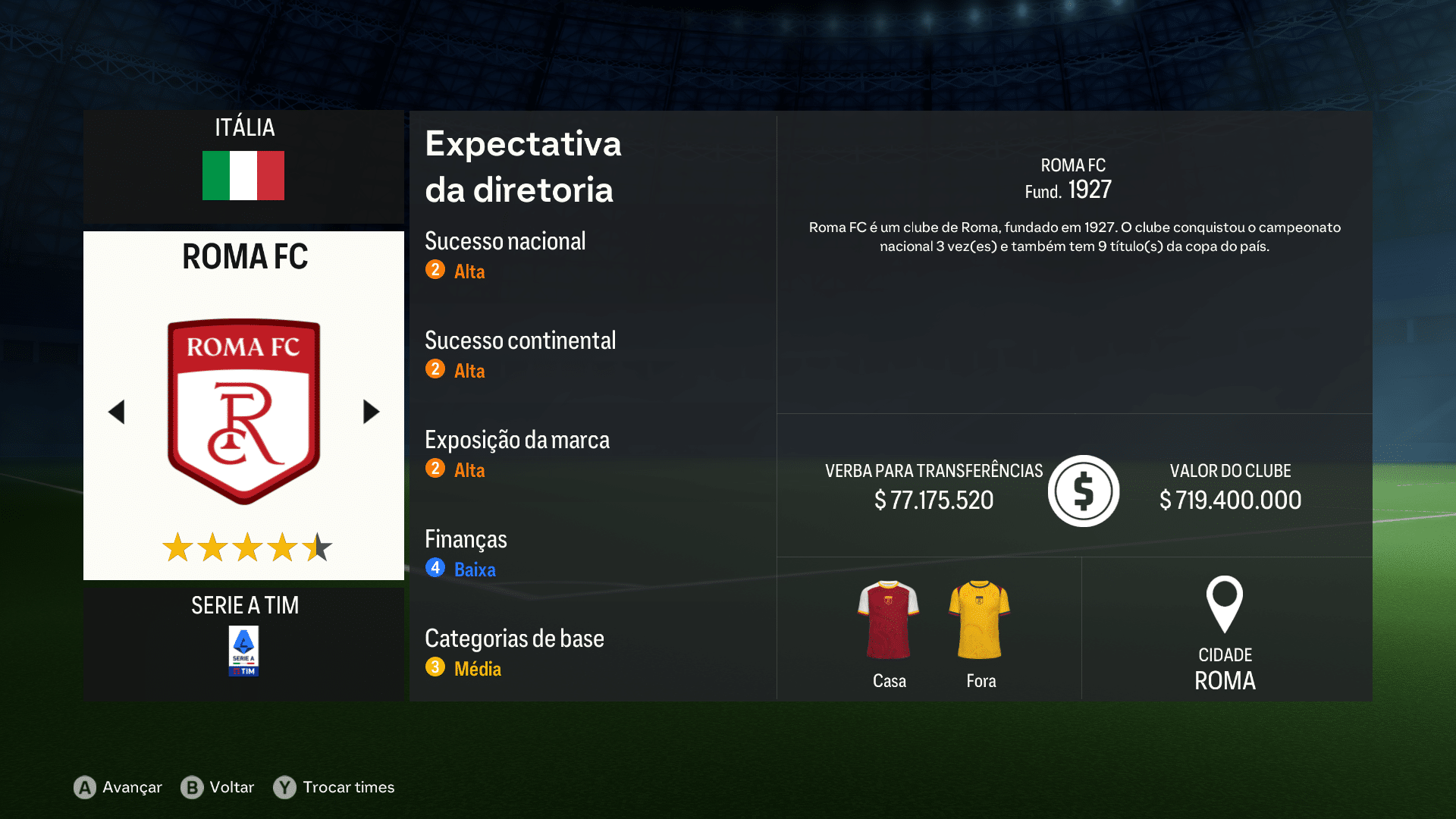 Print do Roma FC em FC 24