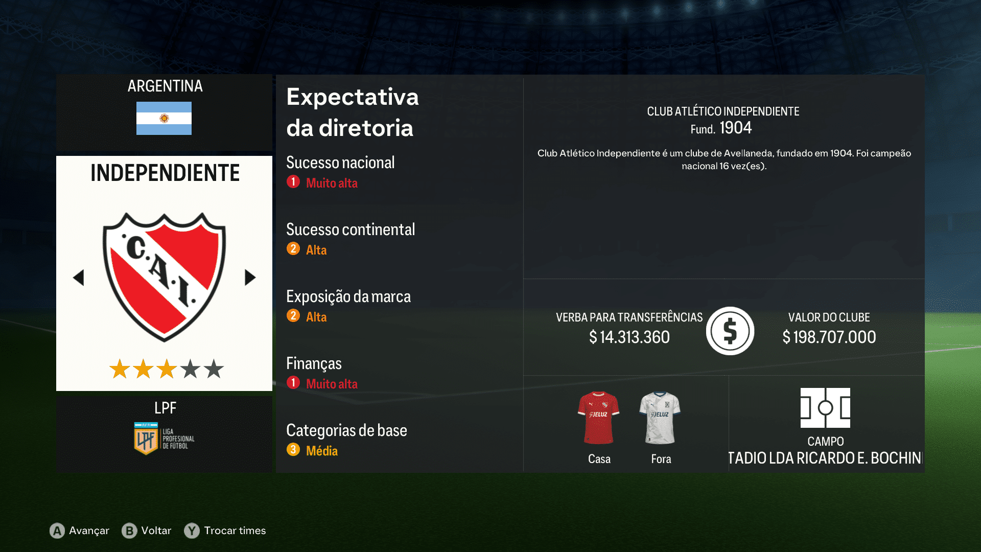 Print do Independiente em FC 24