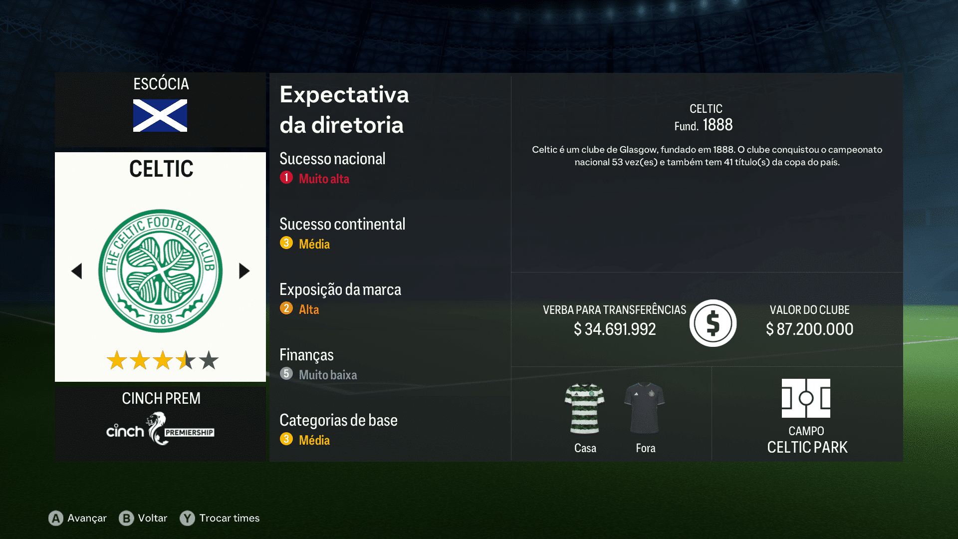 Print do Celtic em FC 24