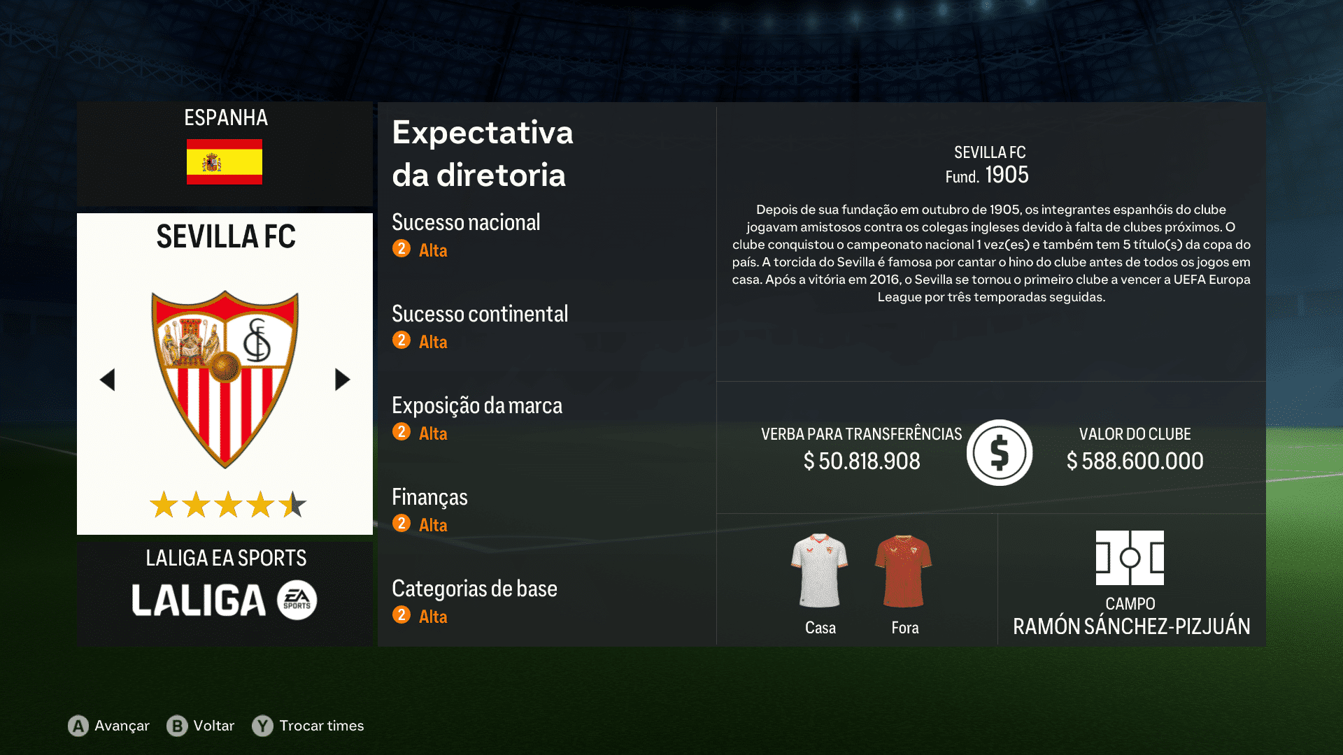 Print do Sevilla em FC 24