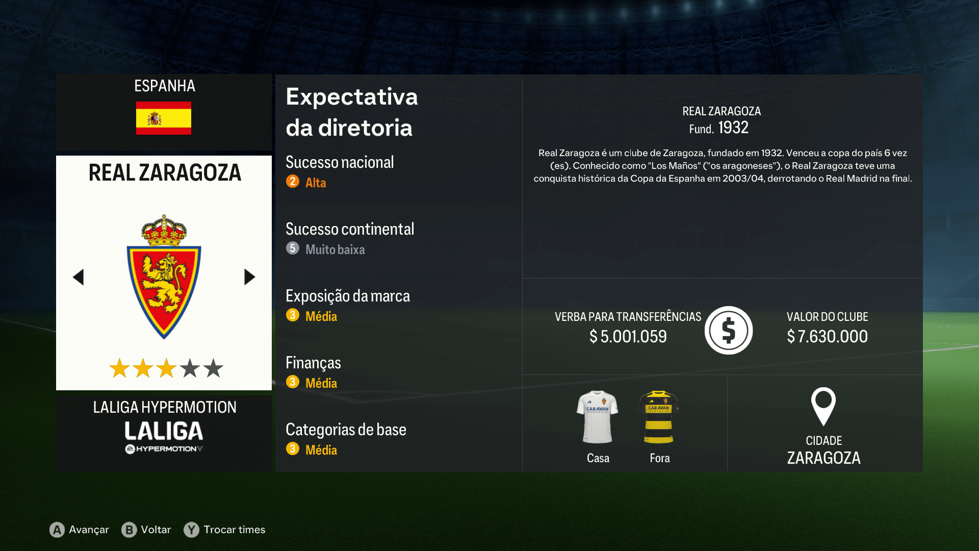 Print do Real Zaragoza em FC 24