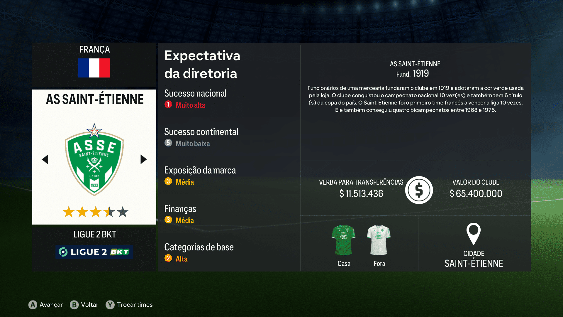 Print do Saint-Etienne em FC 24