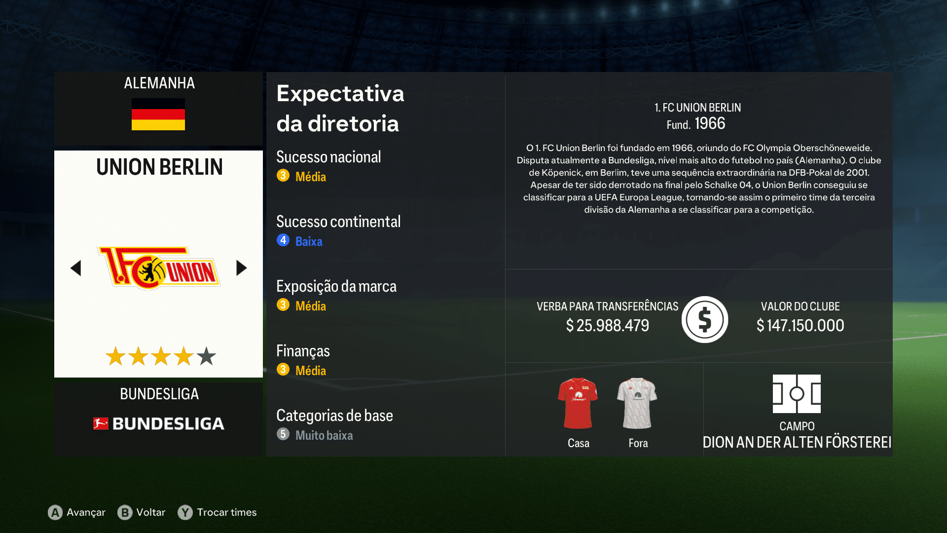 Print do Union Berlin em FC 24