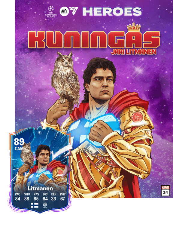 Carta de Litmanen como um dos Her&oacute;is do Ultimate Team de FC 24
