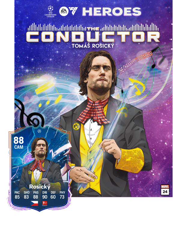 Carta de Rosicky como um dos Her&oacute;is do Ultimate Team de FC 24