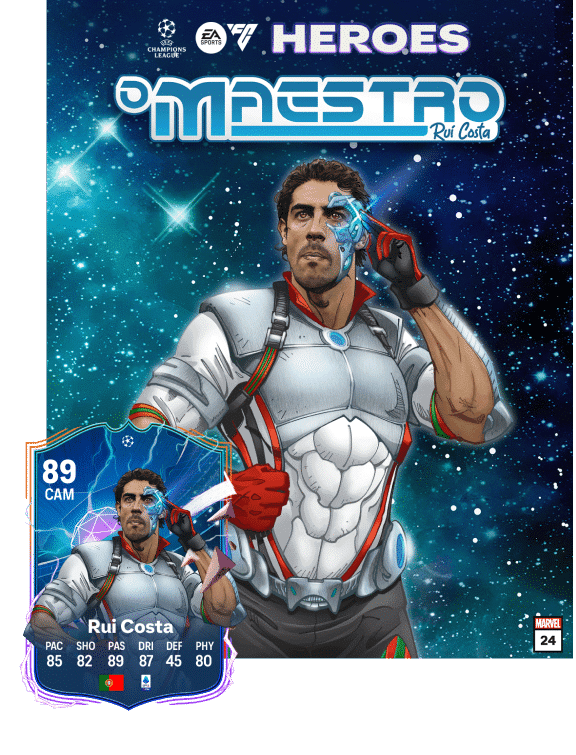 Carta de Rui Costa como um dos Her&oacute;is do Ultimate Team de FC 24