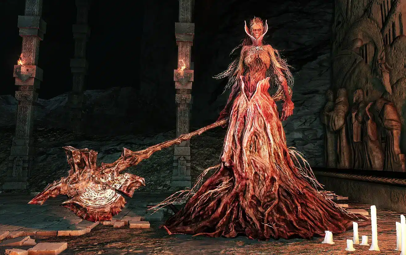 Imagem de um dos bosses de Dark Souls 2: The Sunken King. (Divulga&ccedil;&atilde;o / Internet)