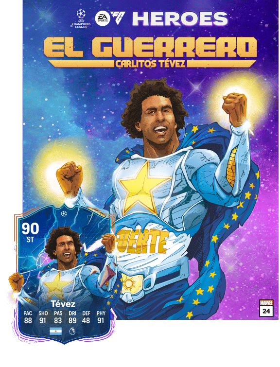 Carta de T&eacute;vez como um dos Her&oacute;is do Ultimate Team de FC 24