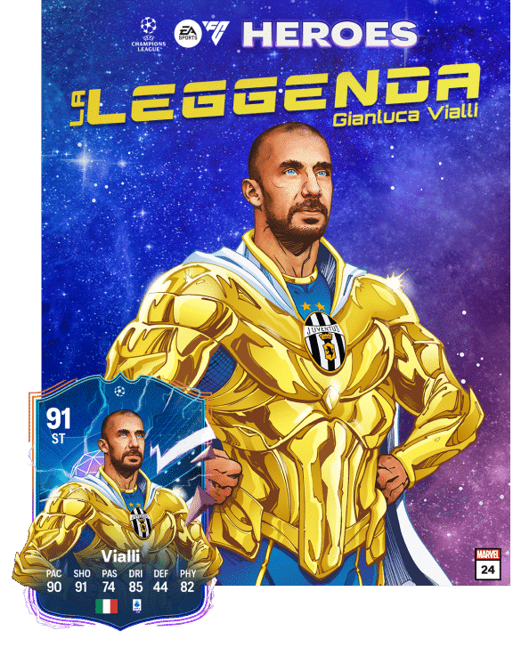 Carta de Vialli como um dos Her&oacute;is do Ultimate Team de FC 24