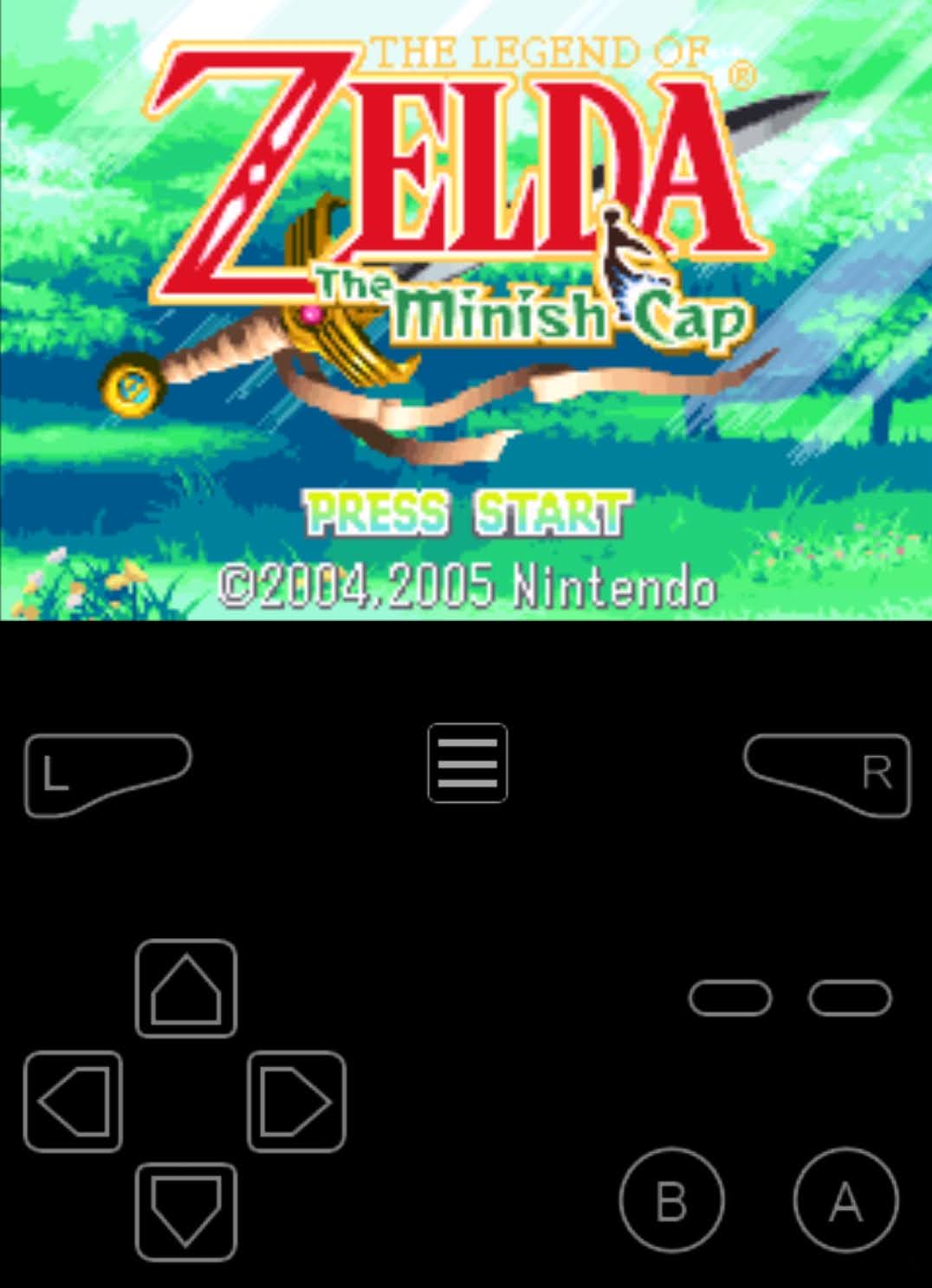 Screenshot da tela do MyBoy! rodando The Legend of Zelda: The Minish Cap