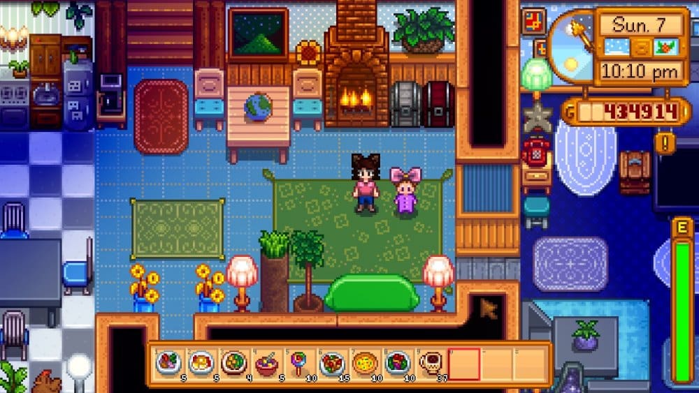 Imagem ilustrativa de uma jogadora e sua filha em Stardew Valley. (Divulga&ccedil;&atilde;o / Internet)