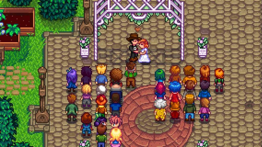 Imagem ilustrativa de um casamento em Stardew Valley. (Divulga&ccedil;&atilde;o / Internet)