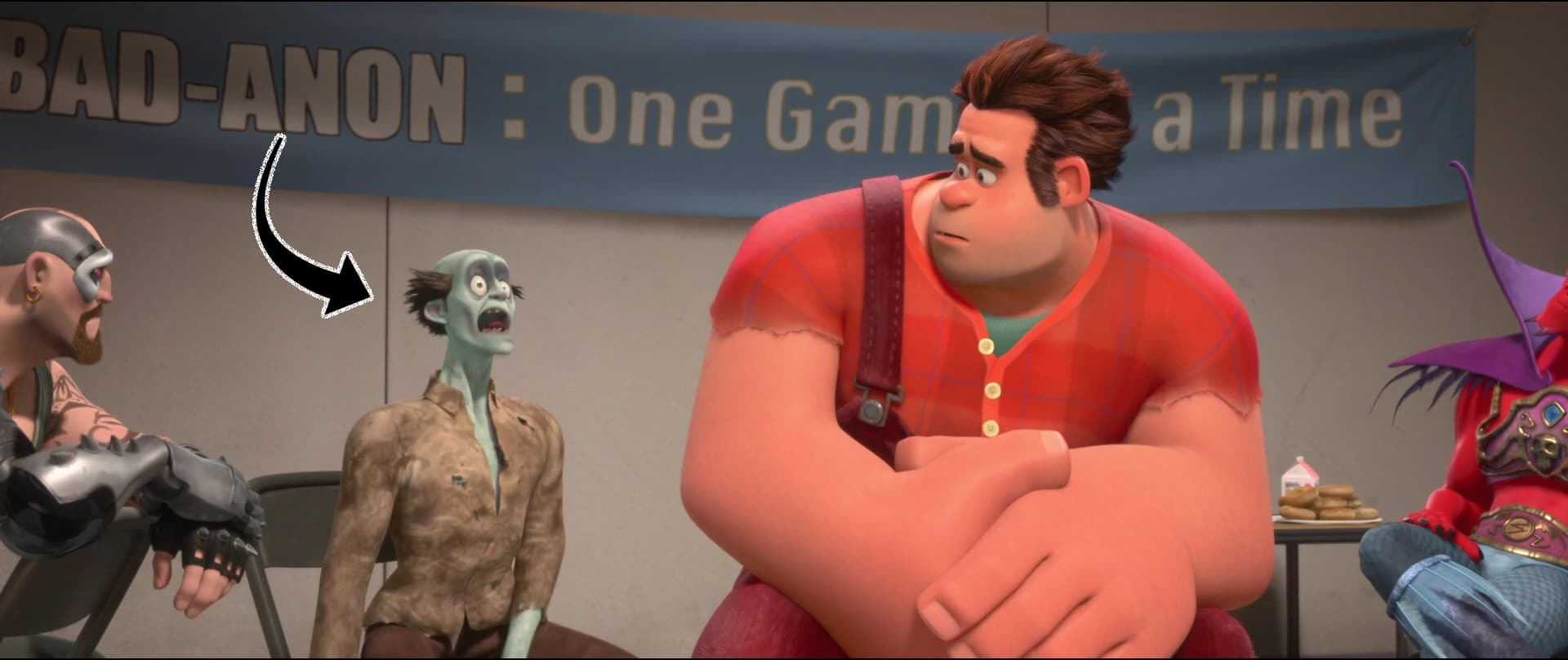 Foto ilustrativa destacando o zumbi do jogo The House of the Dead na reuni&atilde;o de vil&otilde;es do Filme do Detona Ralph. (Divulga&ccedil;&atilde;o / Internet)