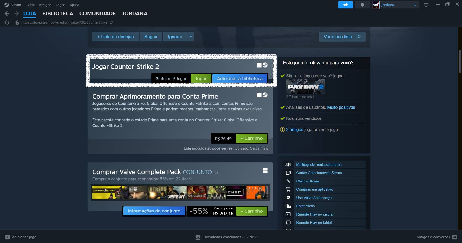 Foto ilustrativa da interface do programa da Steam. (Divulga&ccedil;&atilde;o / Internet)