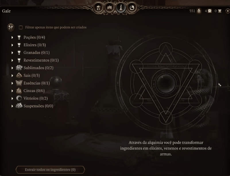 Imagem do layout de alquim&iacute;a de BG3. (Divulga&ccedil;&atilde;o / Internet)