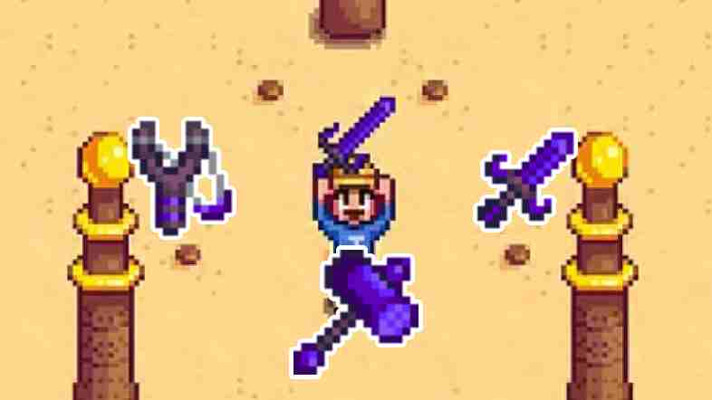 Imagem ilustrativa das quatro armas da gal&aacute;xia existentes em Stardew Valley. (Divulga&ccedil;&atilde;o / Internet)