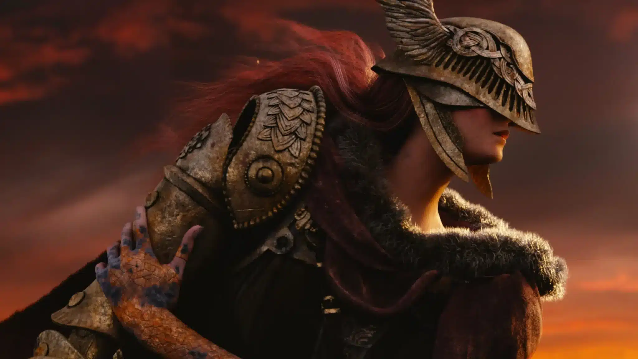 Foto tirada do trailer de Elden Ring, introduzindo a personagem Malenia em uma cutscene. (Divulga&ccedil;&atilde;o / BANDAI NAMCO)