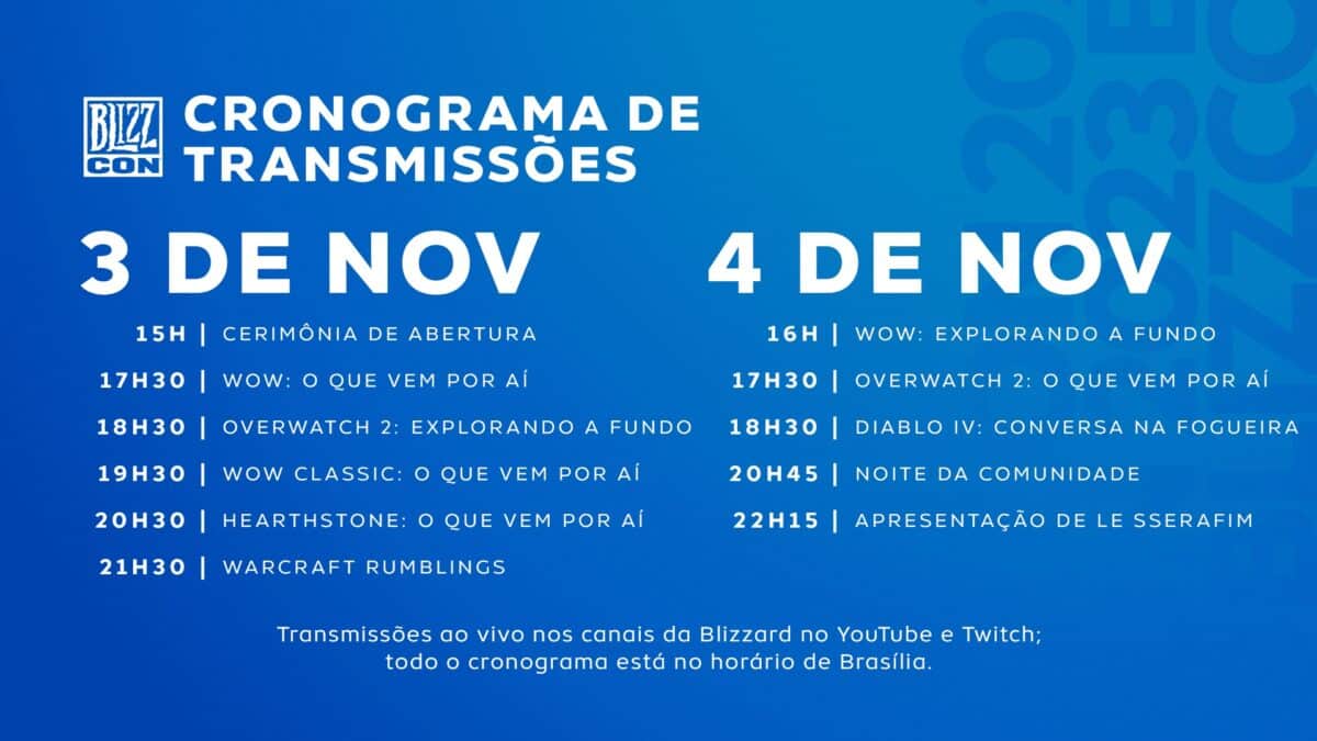 Imagem promocional do Cronograma da BlizzCon 2023