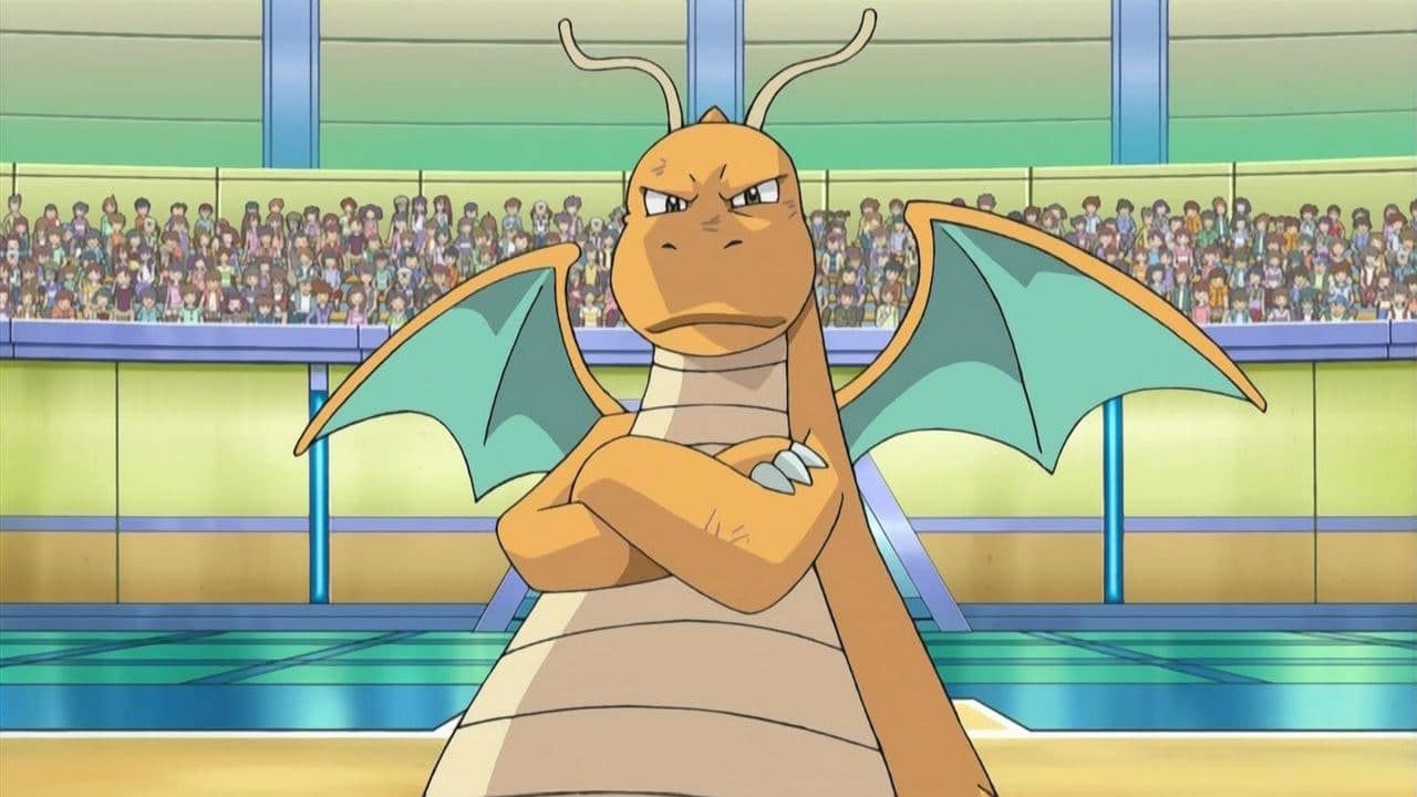 Foto ilustrativa do Pok&eacute;mon Dragonite em uma arena de batalha. (Divulga&ccedil;&atilde;o / Internet)