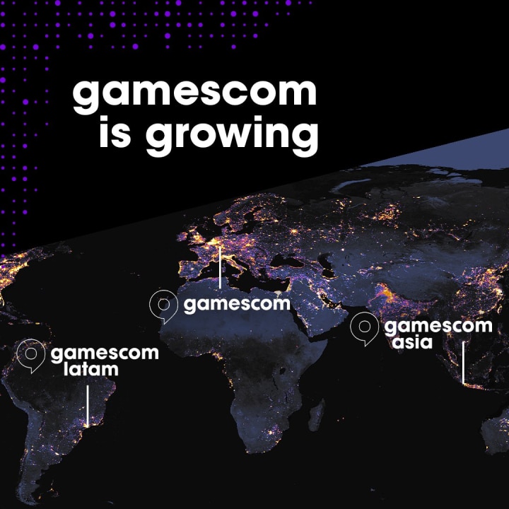 Imagem promocional da Gamescom Latam e as outras 2 edi&ccedil;&otilde;es