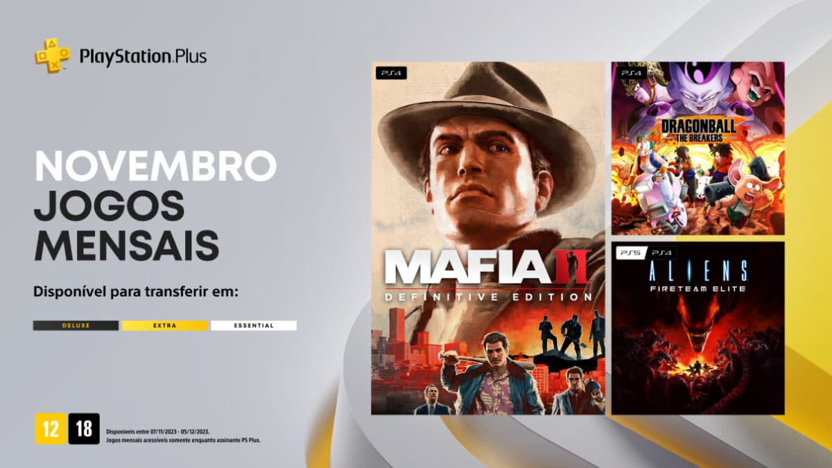 Imagem promocional dos jogos da PlayStation Plus de novembro de 2023