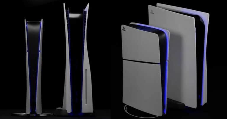 PlayStation 5 Pro pode ser lançado ainda este ano Imagem promocional de comparação do PlayStation 5 com o PlayStation 5 Slim