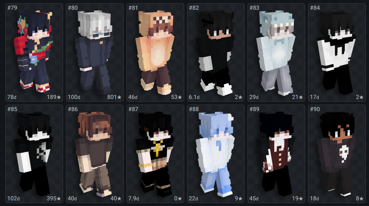 Foto da interface do site NameMC, sobre o tema Skin Fofa. (Divulga&ccedil;&atilde;o / Internet)