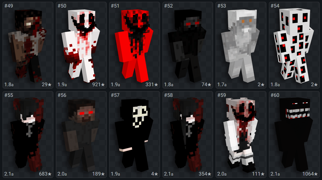 Foto da interface do site NameMC, sobre o tema Skin de Terror. (Divulga&ccedil;&atilde;o / Internet)