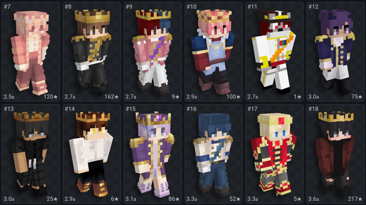 Foto da interface do site NameMC, sobre o tema Skin de Pr&iacute;ncipe. (Divulga&ccedil;&atilde;o / Internet)