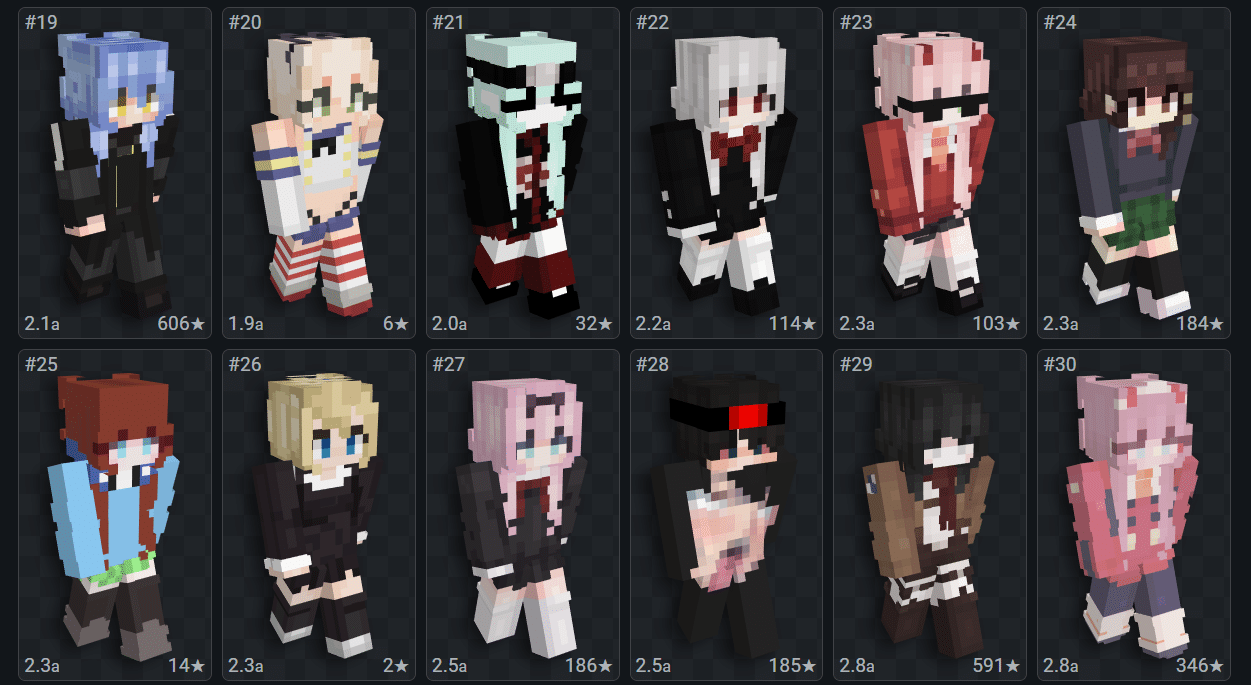 Foto da interface do site NameMC, sobre o tema skin de Estudantes. (Divulga&ccedil;&atilde;o / Internet)