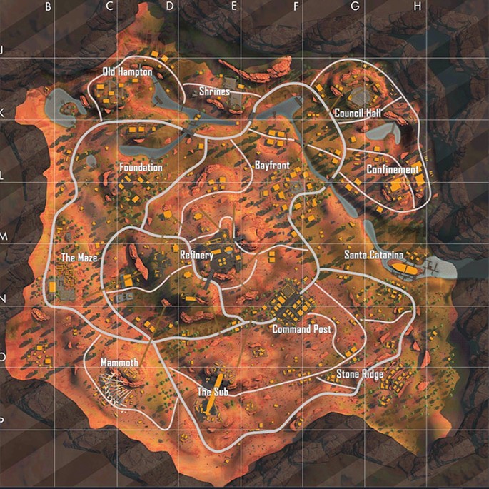 Imagem do Mapa Kalahari do jogo Free fire. (Divulga&ccedil;&atilde;o / Internet)
