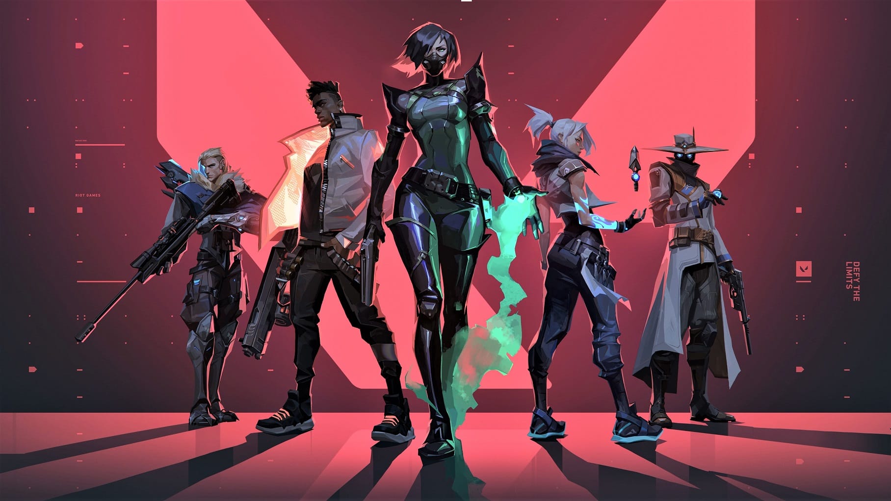 Imagem oficial do game Valorant e alguns de seus personagens. (Divulga&ccedil;&atilde;o / Riot Games)