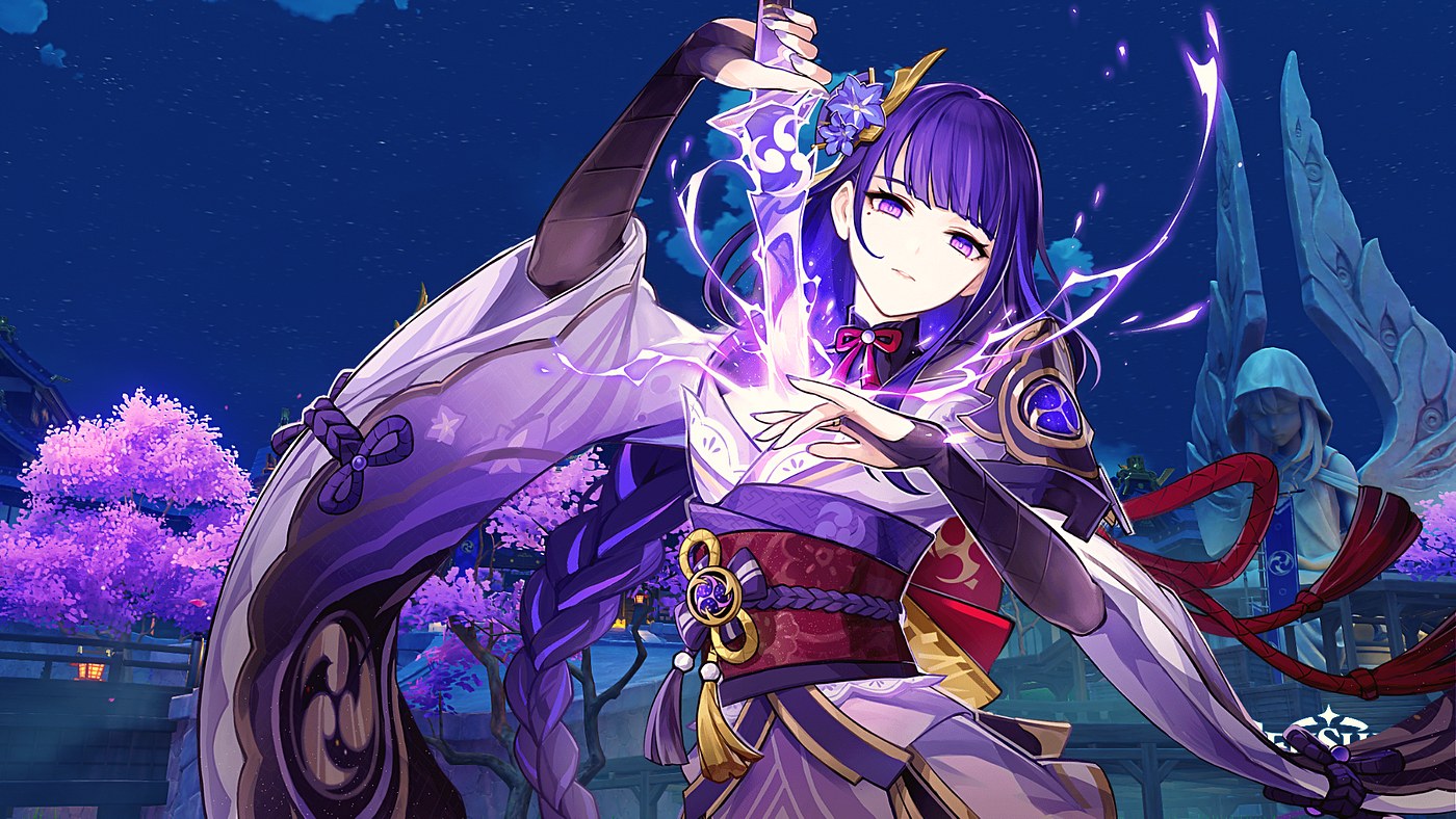 Imagem do jogo Genshin Impact personagens femininas, Raiden Shogun. (Divulga&ccedil;&atilde;o / Internet)