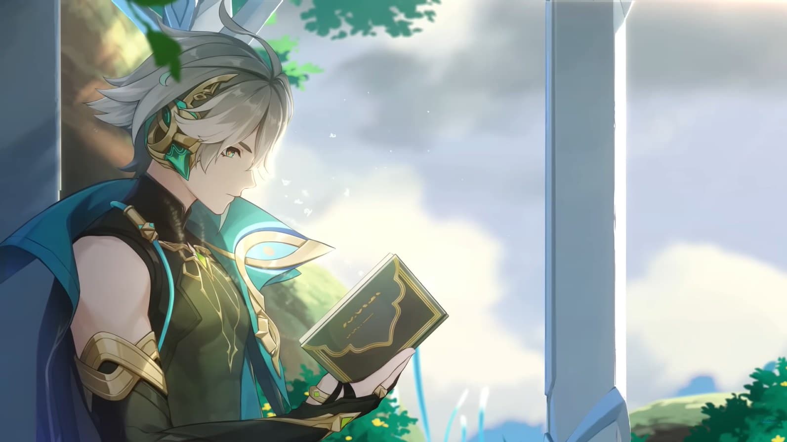 Imagem oficial do personagem Alhaitham de Genshin Impact. (Divulga&ccedil;&atilde;o / Internet)