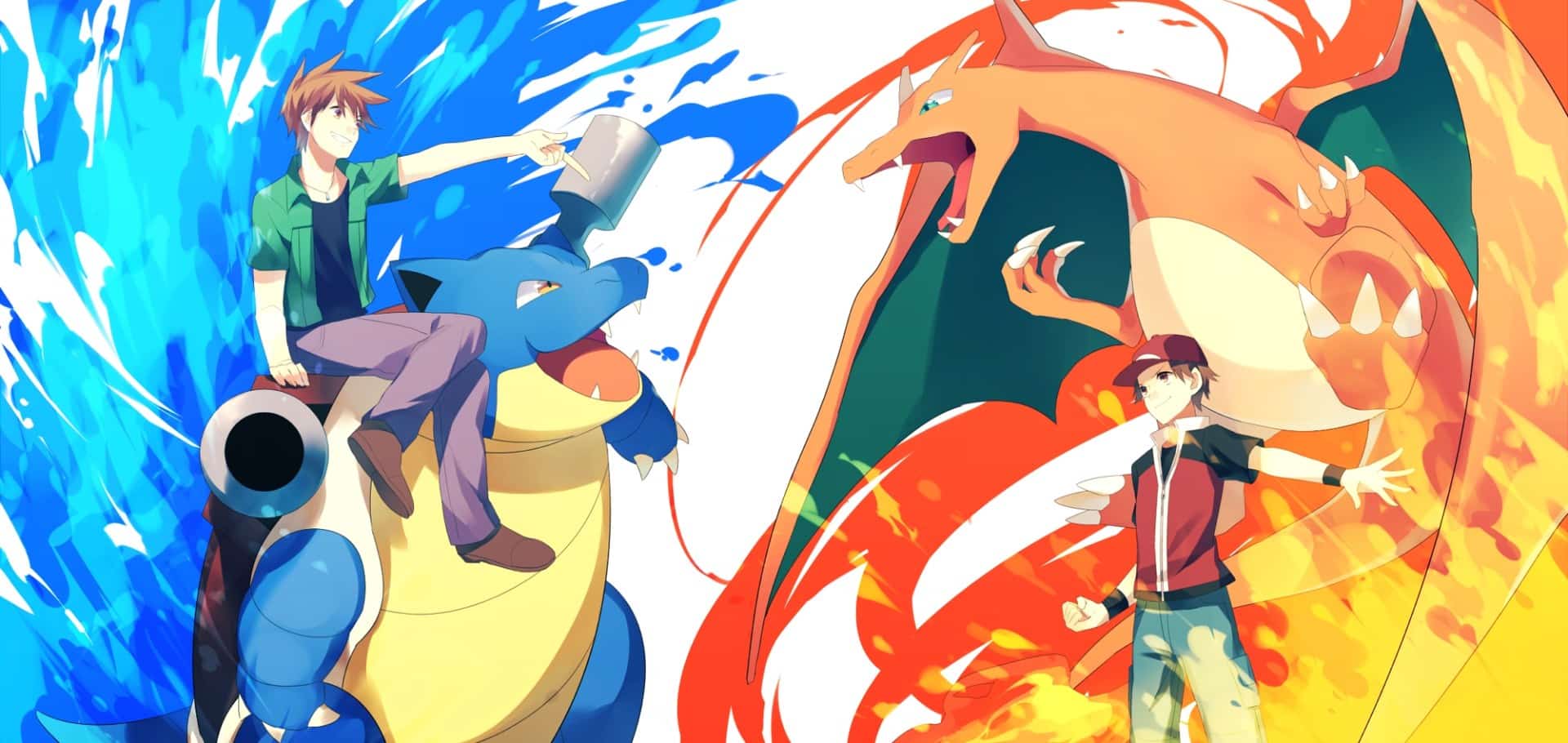 Detonado Pokémon FireRed e LeafGreen | Guia completo do game Imagem do Protagonista vs O Rival em Pokémon FireRed, introduzindo detonado Pokémon FireRed.