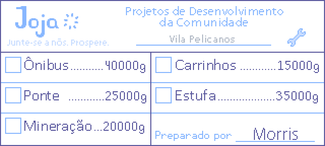 Stardew Valley Formul&aacute;rio de Melhorias Comunit&aacute;rias