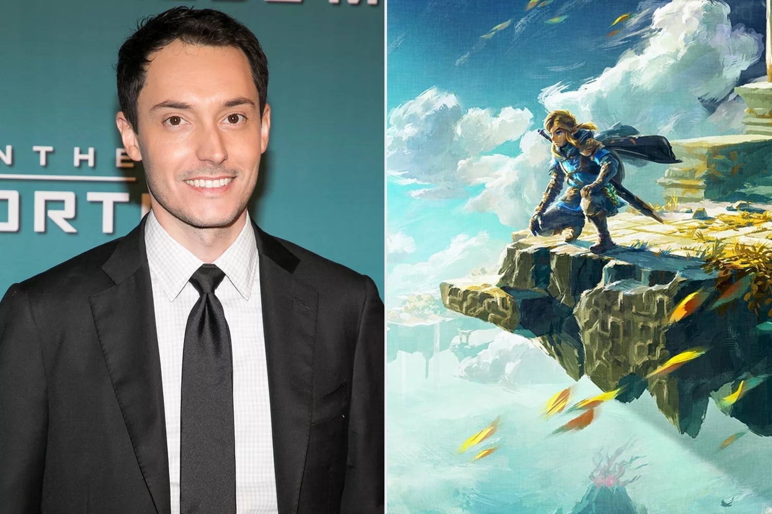 Montagem com foto de Wes Ball e imagem de The Legend of Zelda: Tears of the Kingdom
