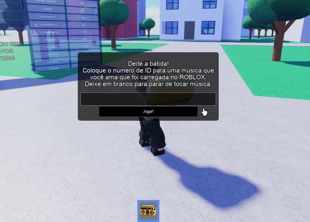 Foto tutorial de como adicionar ID de musicas Roblox.