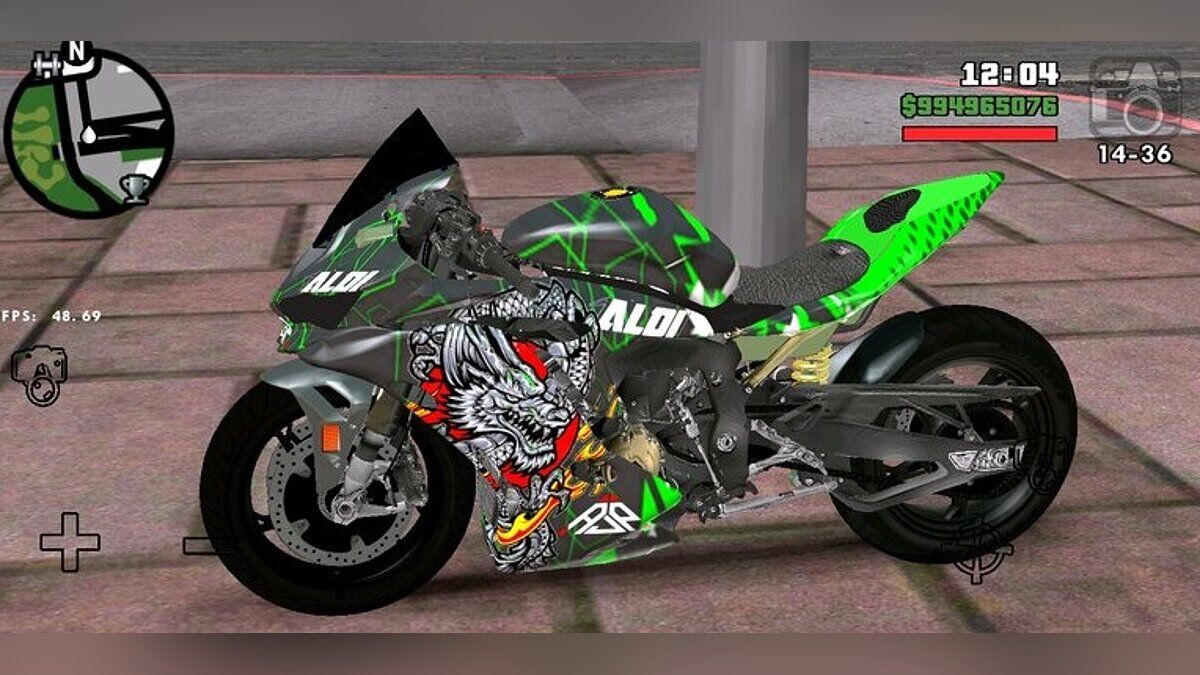 Foto in-game da moto Kawasaki Ninja ZX-25R Dragon no GTA San Andreas. (Divulga&ccedil;&atilde;o / Internet)