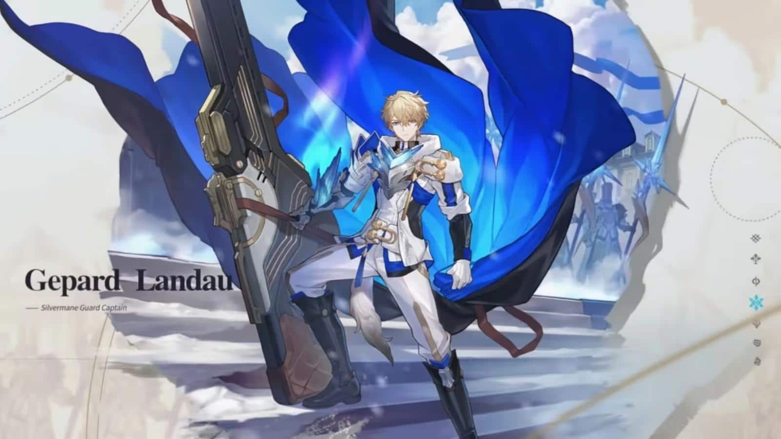 Foto oficial de lan&ccedil;amento do personagem Gepard Landau em Honkai Star Rail.