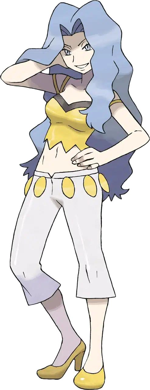 Imagem do personagem Karen, treinador de Pok&eacute;mon tipo Sombrio. (Divulga&ccedil;&atilde;o / Internet)