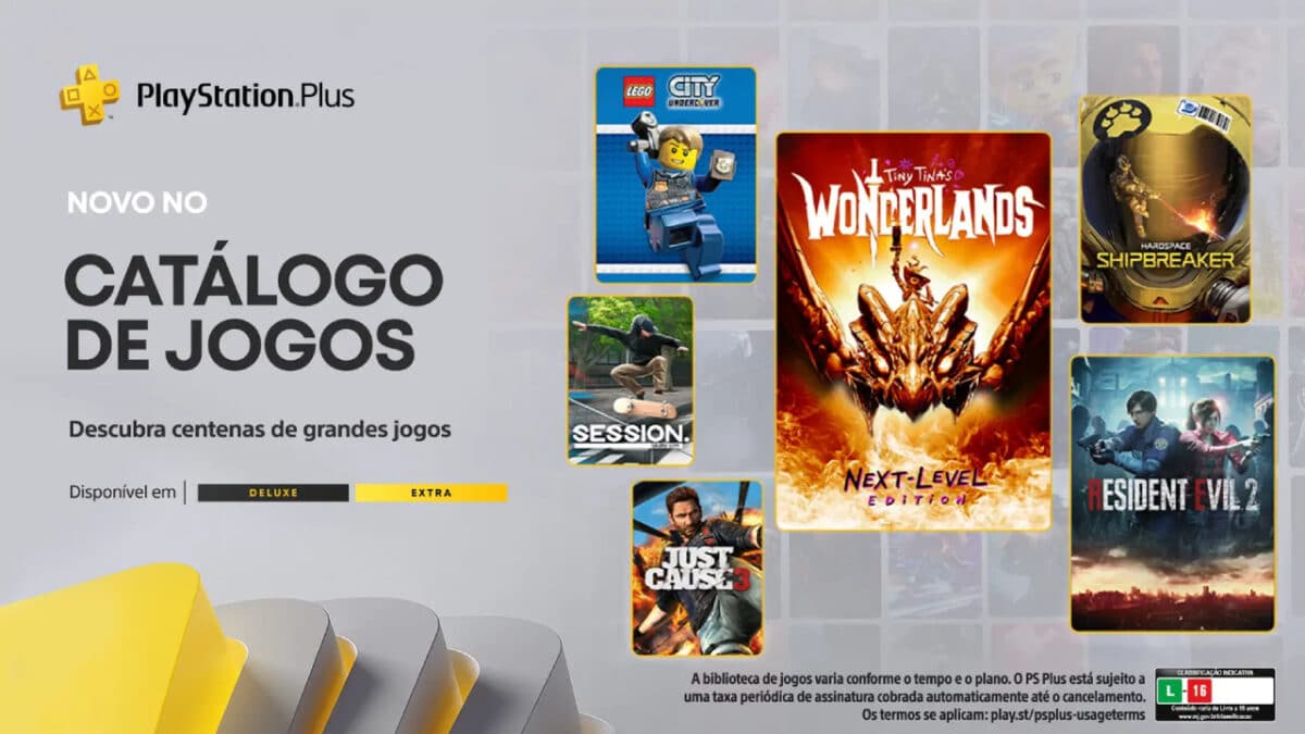 Imagem promocional do Cat&aacute;logo de Jogos de Janeiro de 2024 na PlayStation Plus Extra e Deluxe