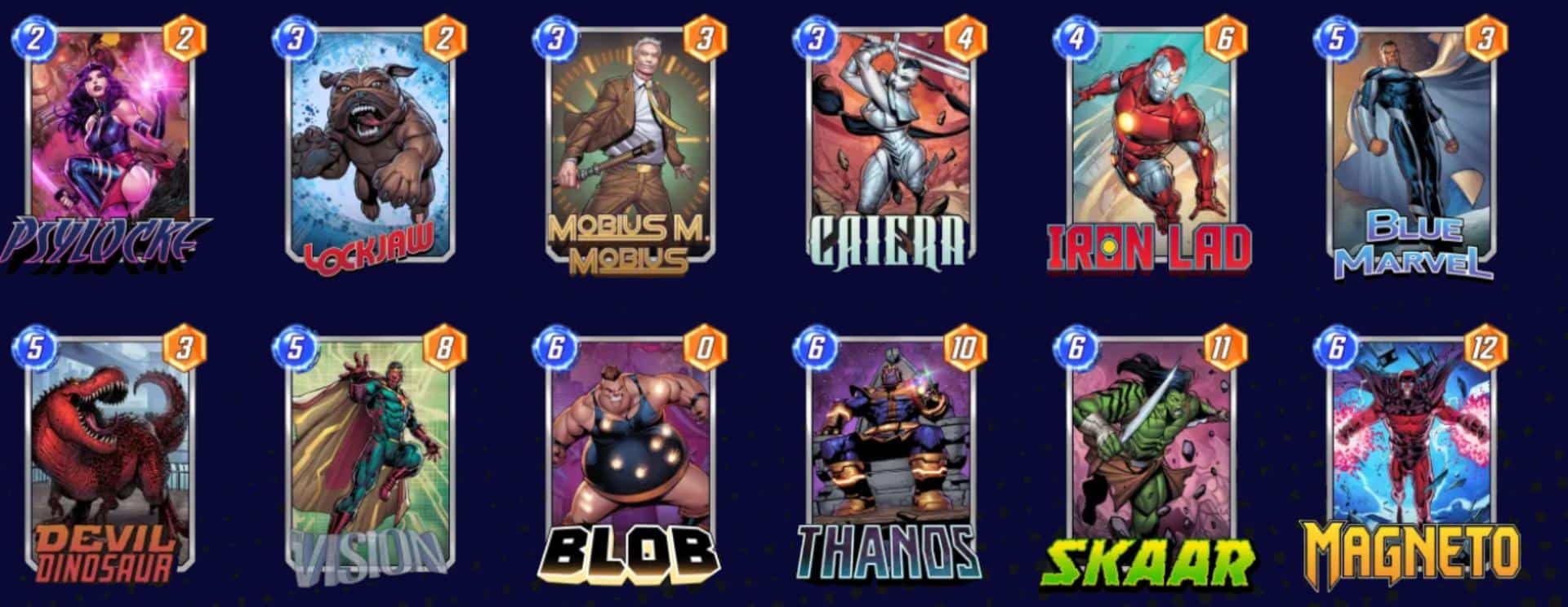 Foto do deck Thanos Lockjaw de Marvel Snap.