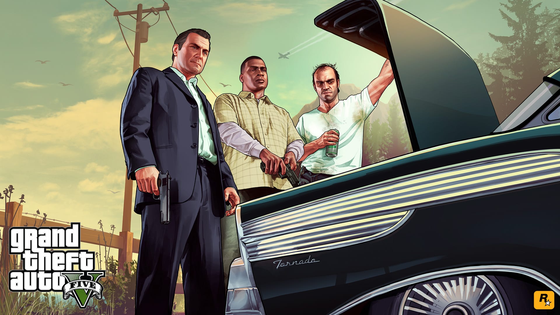 Imagem dos tr&ecirc;s protagonistas de GTA 5. (Divulga&ccedil;&atilde;o / Rockstar Games)