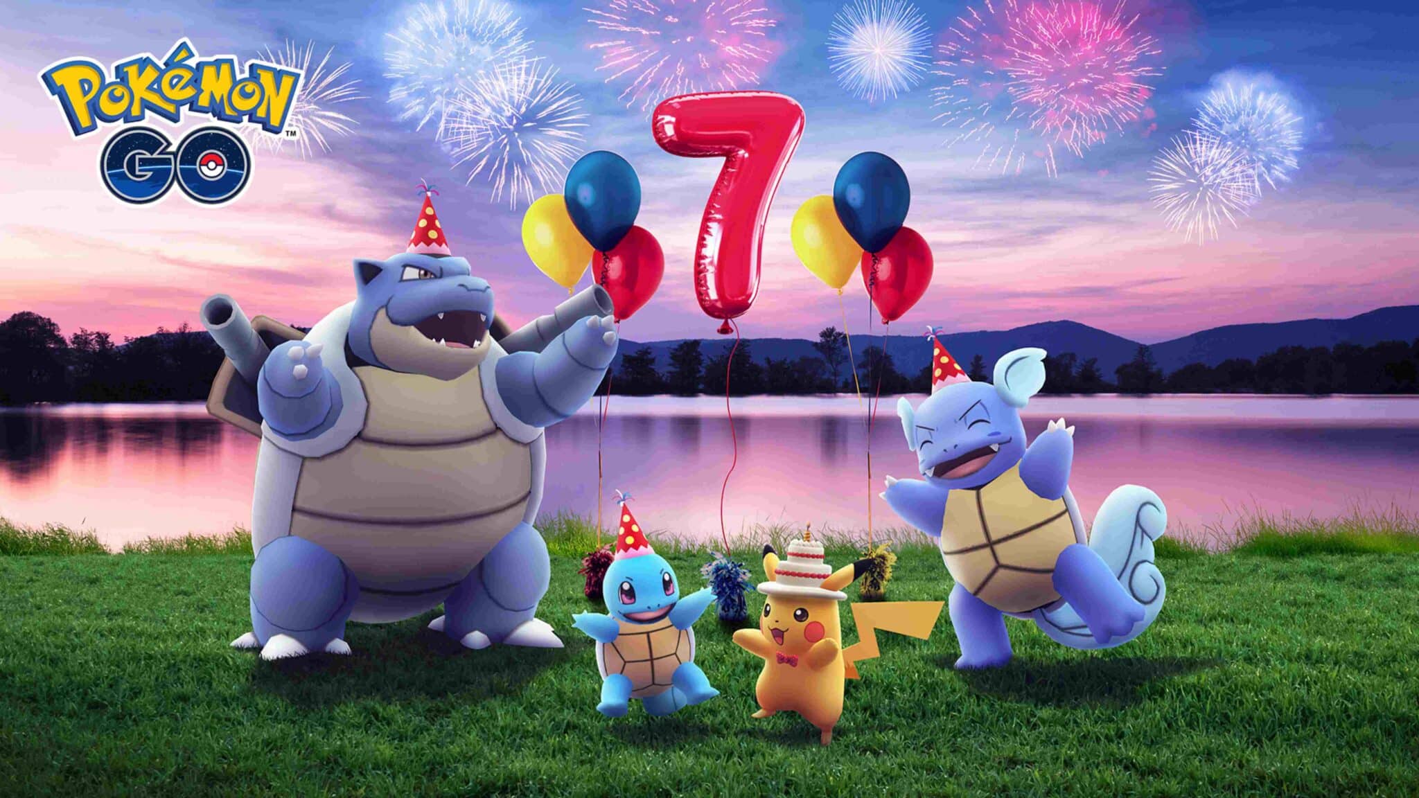 Imagem de comemora&ccedil;&atilde;o de 7 anos desde o lan&ccedil;amento de Pok&eacute;mon GO. (Divulga&ccedil;&atilde;o / Niantic)