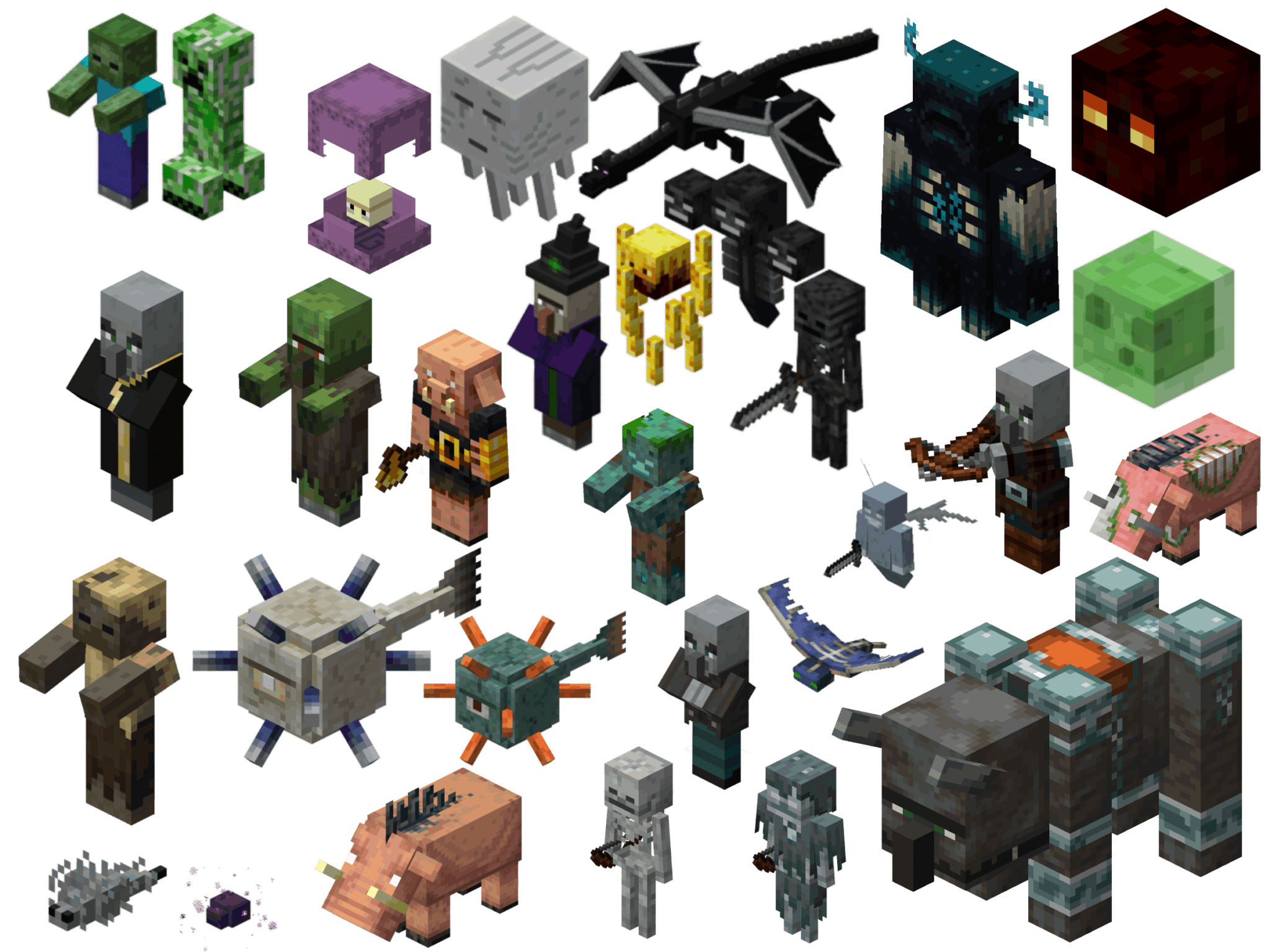 Foto tema: Todos os mobs do Minecraft. (Divulga&ccedil;&atilde;o / Internet)