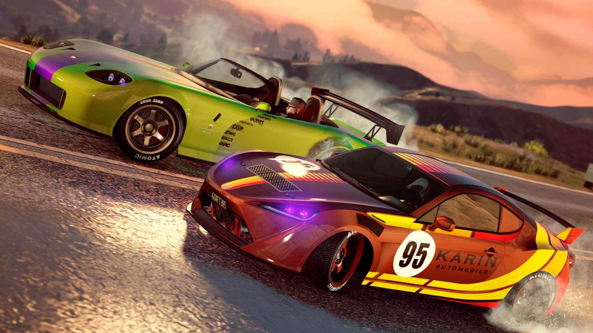 Imagem de dois jogadores realizando um Racha no GTA 5 Online. Introduzindo quais s&atilde;o os carros mais r&aacute;pidos do gta 5 online.