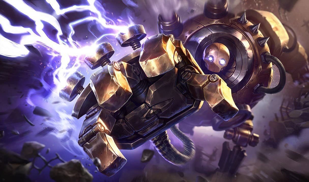 Foto oficial do campe&atilde;o Blitzcrank de League of Legends.