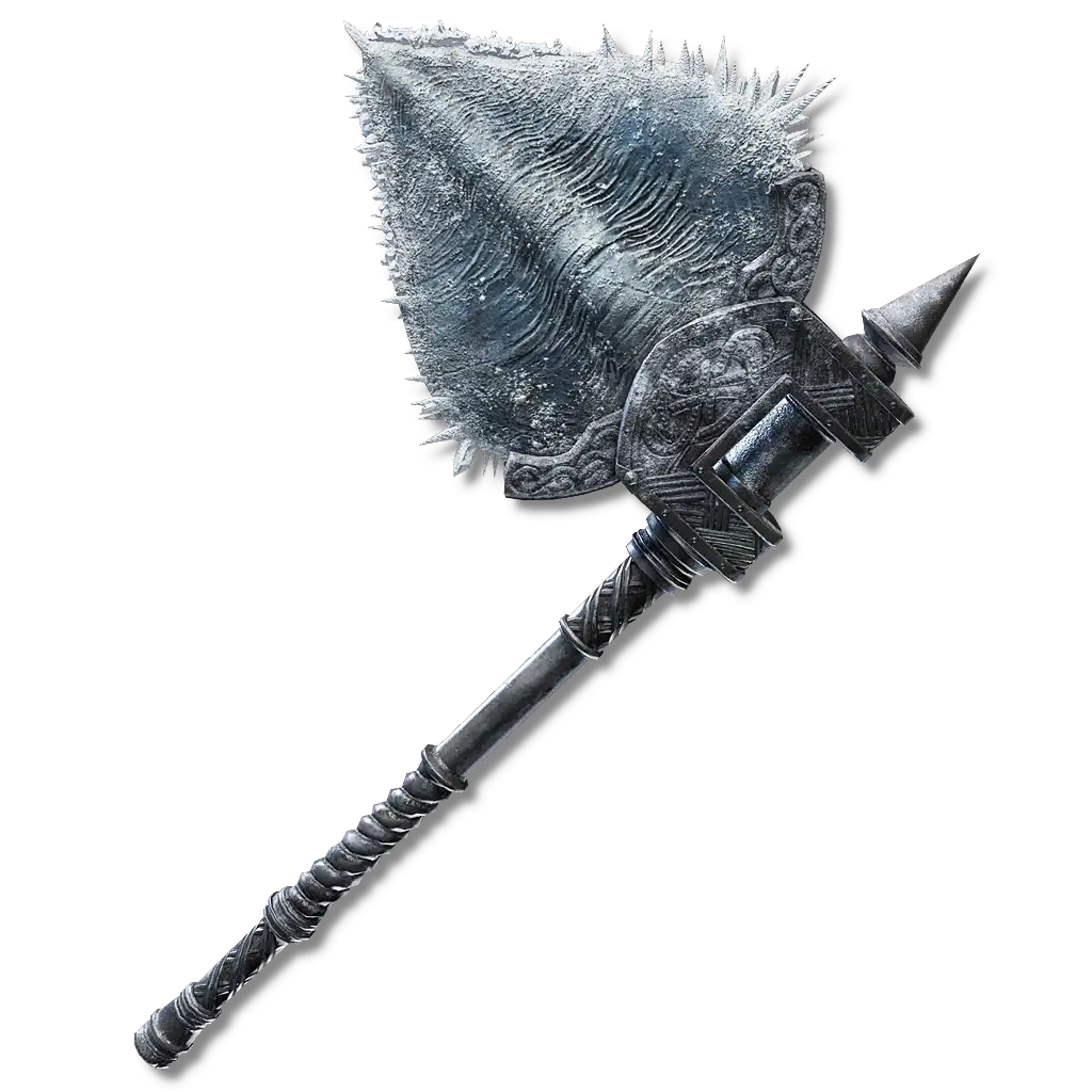 Foto da arma "Machado de Icerind" de Elden Ring.