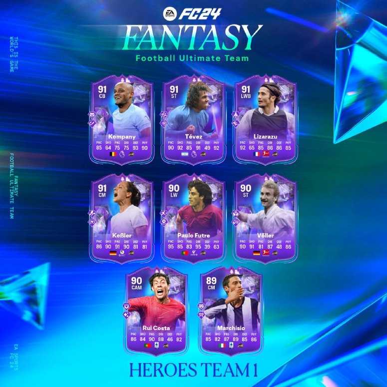 Cartas do Time 1 de Heroes do Fantasy FC em EA FC 24